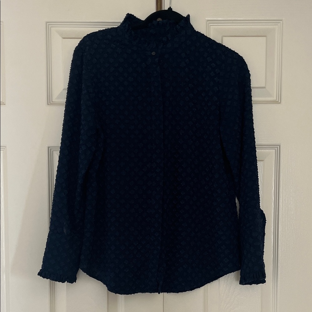 Banana Republic Dark Blue Textured Button-Up Shirt